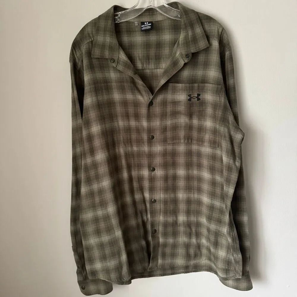 Under Arnour Men’s Tradesmen Flex Flannel Snap Button Shirt Green